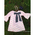 2014 new baby girls chevron dress pillow case dress peasant dress with necklace and bow